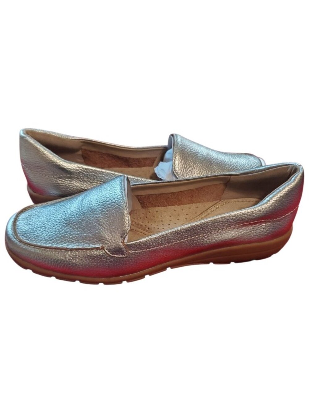 Easy Spirit Seabide Womens Leather Loafers W/Cushioned Silver Metallic Size 8M - Picture 10 of 13